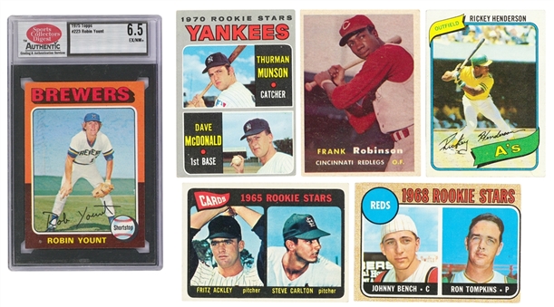 1957-80 Baseball Hall of Famer and Super Star Rookie Card Collection Including Frank Robinson, Thurman Munson, Steve Carlton, Robin Yount and Rickey Henderson  